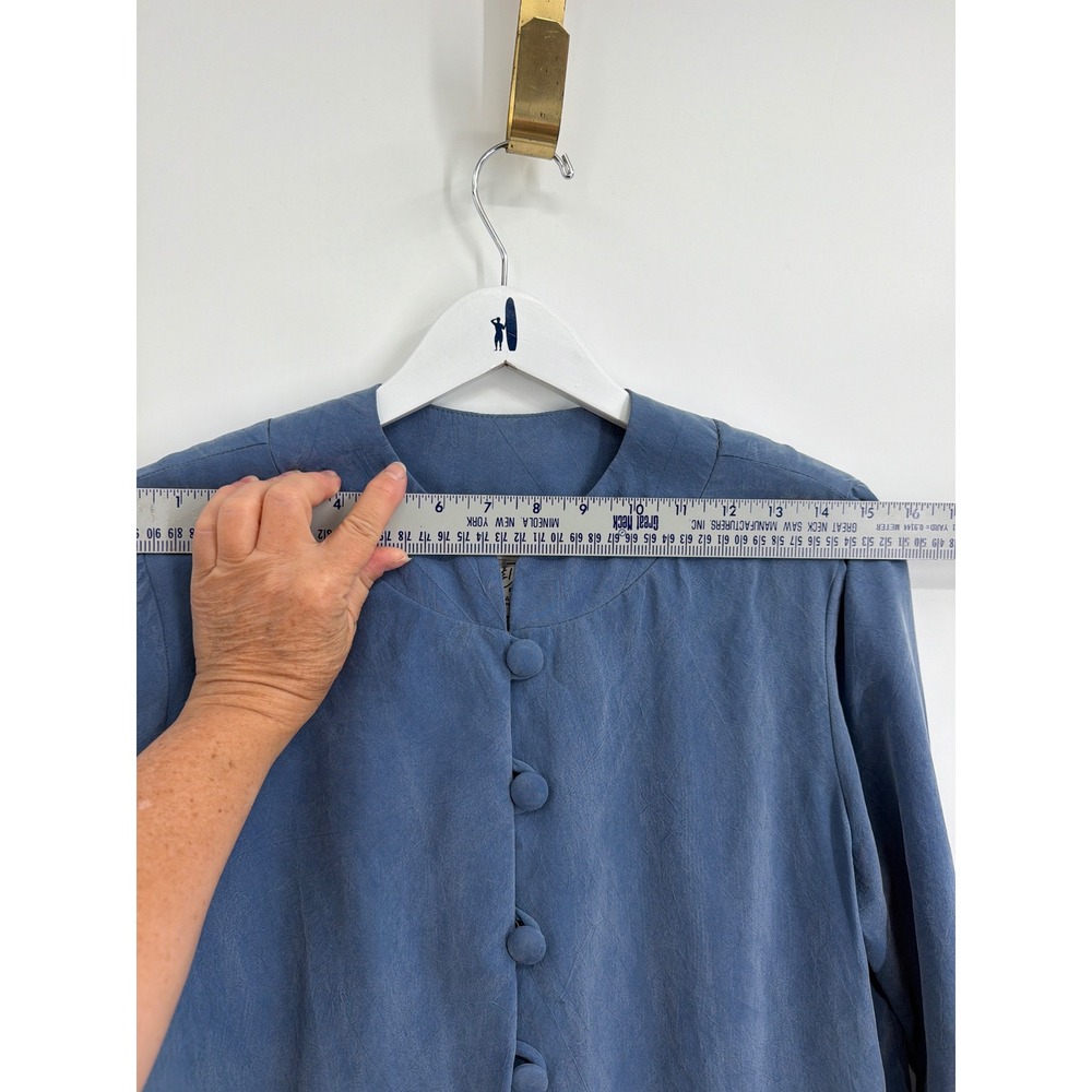 Jeffrey & Dara‎ Petite Blue 2 Piece Set Jacket Pants Rayon Size 4 Vintage - Picture 8 of 13